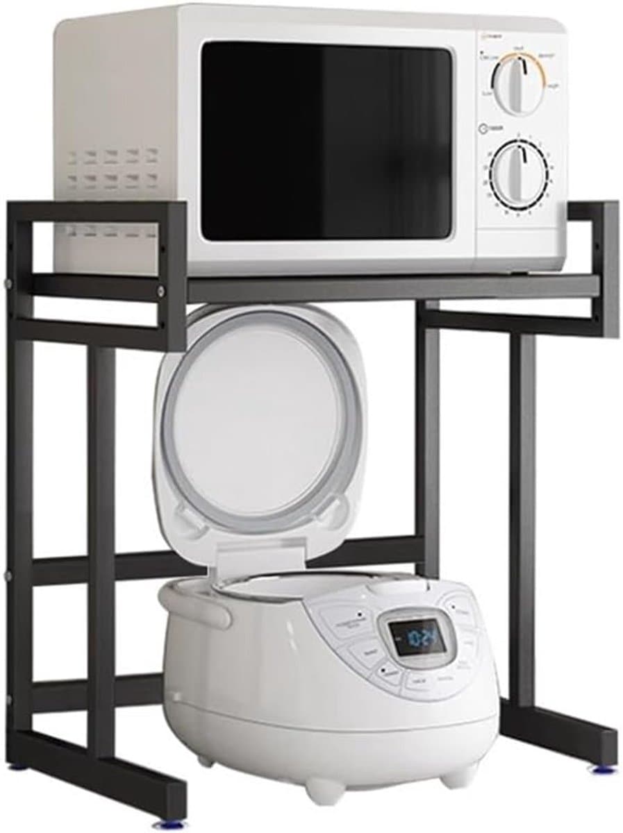 Metalen Magnetron Stand - Keukenrek - Keuken Opslag - Stalen Heavy Duty - 36x36x60cm - Zwart — afbeelding 1