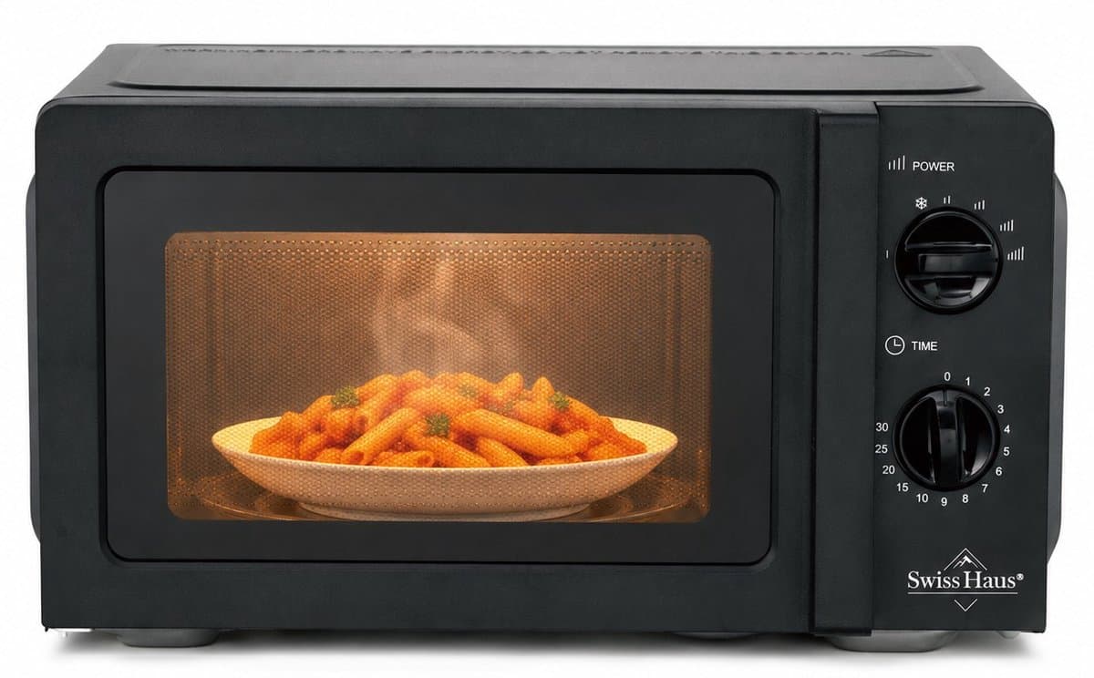 Swiss Haus® MW23 Vrijstaand - 20L – 700W Digitale Solo Microgolfoven - 6 Vermogensstanden - Compact - Zwart — afbeelding 1