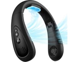 Ventilator - Nekventilator met koelplaat - 360 graden koeling - 5000mAh oplaadbaar - USB - Bladloos en opvouwbaar - Handsfree draagbaar - Zwart