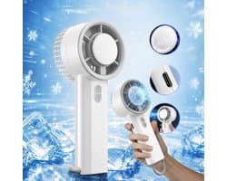 KZQ Handventilator Met Koelplaat - 3 Snelheden - 199 Instelbare Windstanden - Draagbare Ventilator Voor Zomeruitjes Kantoor Sport En Reizen - Wit