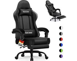 Elekiatech Gamingstoel - 165°Rugleuning - Gamestoel met Voetensteun - Zwart