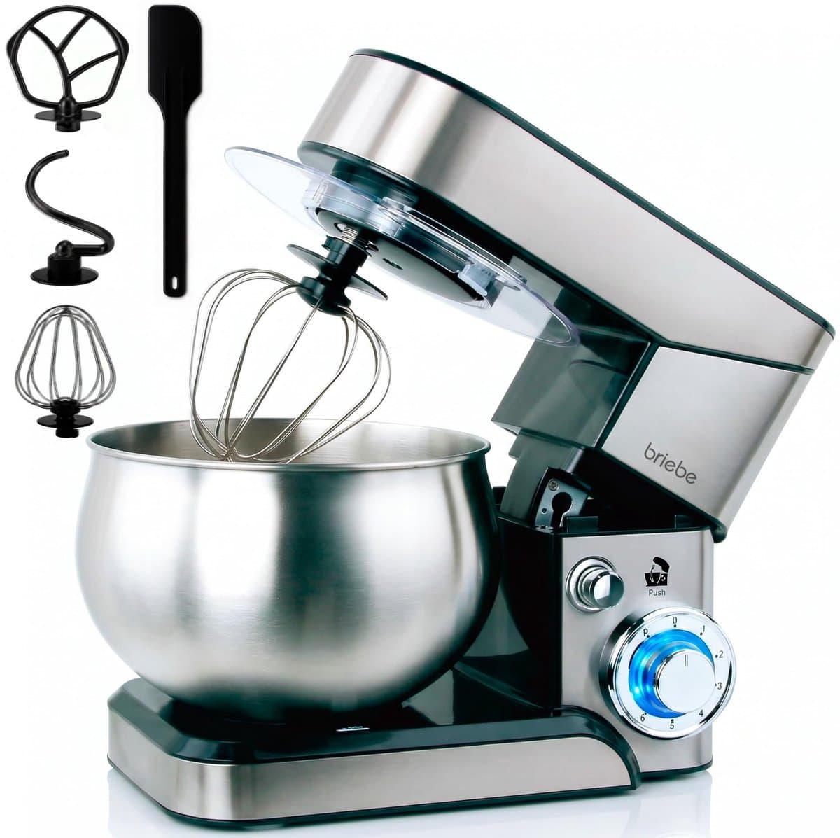 SnelShoppen - Keukenmachine 1800 W Max, Professionele Kneedmachine met Orbitale Beweging, 5 L, 6 Snelheden + Pulsfunctie, Roestvrij Staal, Garde, Deeg — afbeelding 1