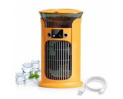 Mini Mobiele Aircooler 4 in 1 - Draagbare Luchtkoeler met 3 Snelheden - Luchtbevochtiger & Nachtlampje - Voor Kantoor, Slaapkamer en Camping - 880ml Watertank-Oranje