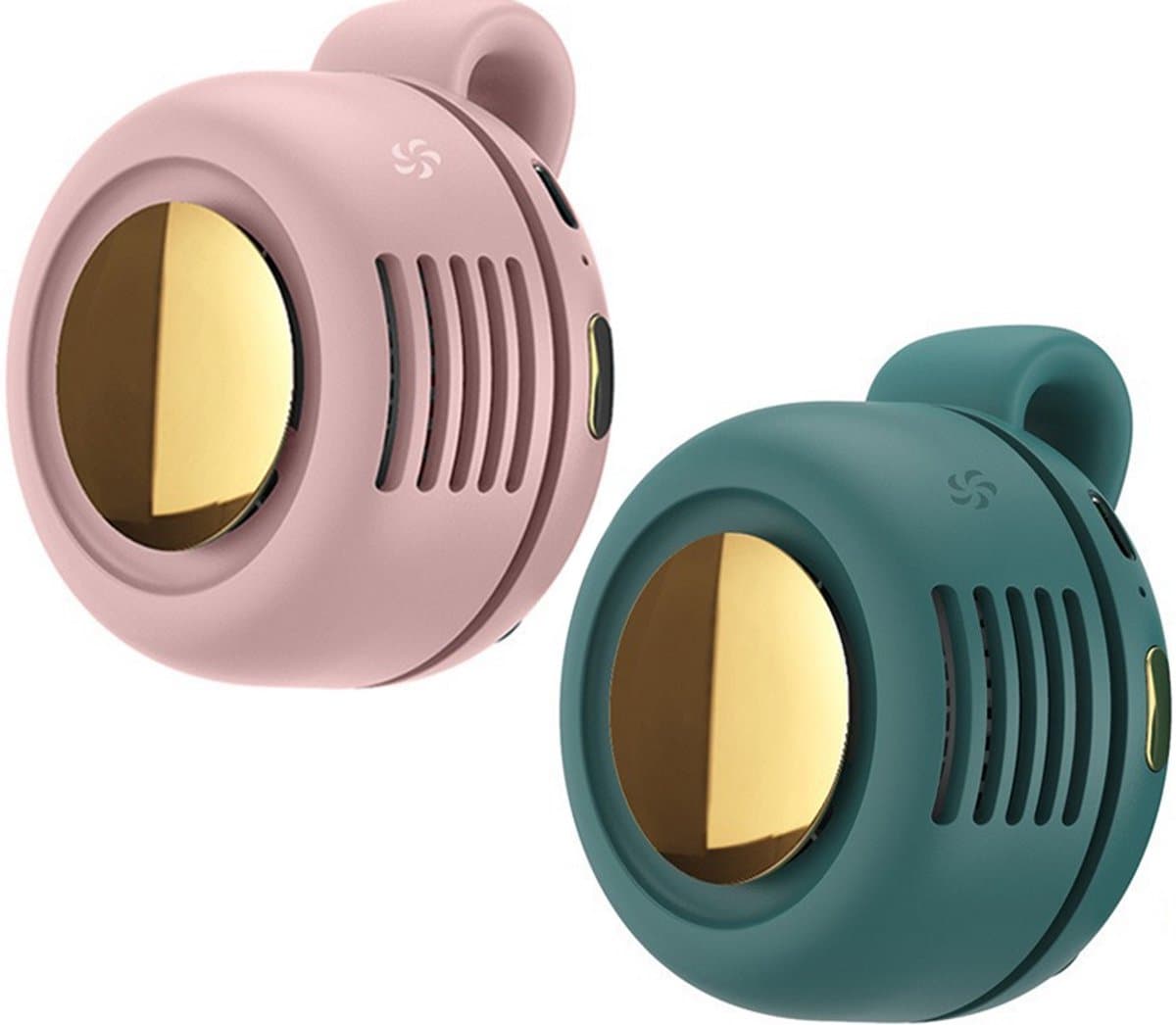 ECTEATOY® Mini Ventilator - 2 Stuks - Clip-On Ventilator - Oplaadbare USB Ventilator - Portable Clip Fan - Nekventilator - USB Oplaadbare Stille Bladeless Ventilatoren - Verstelbare - Geschikt Voor Buiten, Op Reis En Op Kantoor - Roze, Groen — afbeelding 1