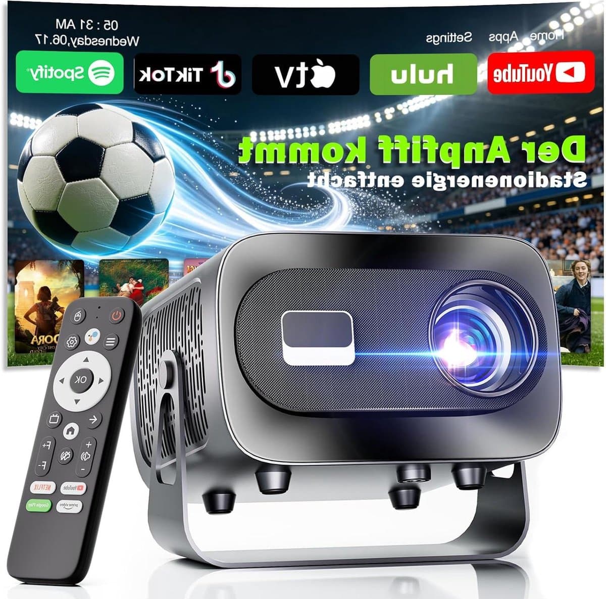 Mini Beamer - Draagbare Projector - Thuisbioscoop Creëren - Android 13 Smart - 1080p Full HD - Grijs — afbeelding 1