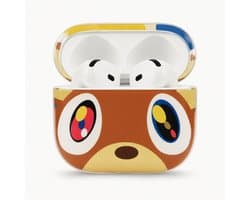 Enluxe Case geschikt voor Airpods 4 - Schattige Cartoon Beer - Bruin Hoesje, Schokbestendig & Draadloos Opladen