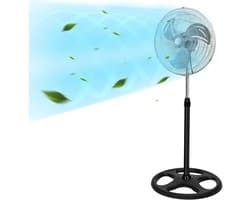 Ventilator Staand – Statiefventilator – Vloerventilator – 50 CM - 90° Oscillatie – 3 Ventilatorbladen – Stille Werking – Verzwaarde Voet - 60W