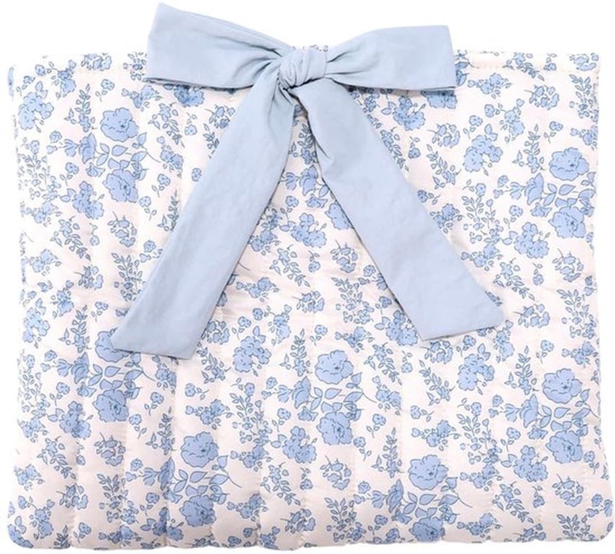 Gevoerde Bijbelhoes met strik, 32x27cm Polyester Blauw Bloemenpatroon Bijbelboekhoes Draagtas Beschermhoes voor Vrouwen en Meisjes Christelijke Cadeaus — afbeelding 1