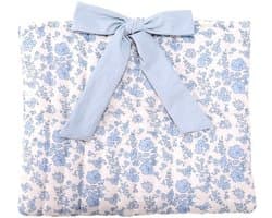 Gevoerde Bijbelhoes met strik, 32x27cm Polyester Blauw Bloemenpatroon Bijbelboekhoes Draagtas Beschermhoes voor Vrouwen en Meisjes Christelijke Cadeaus