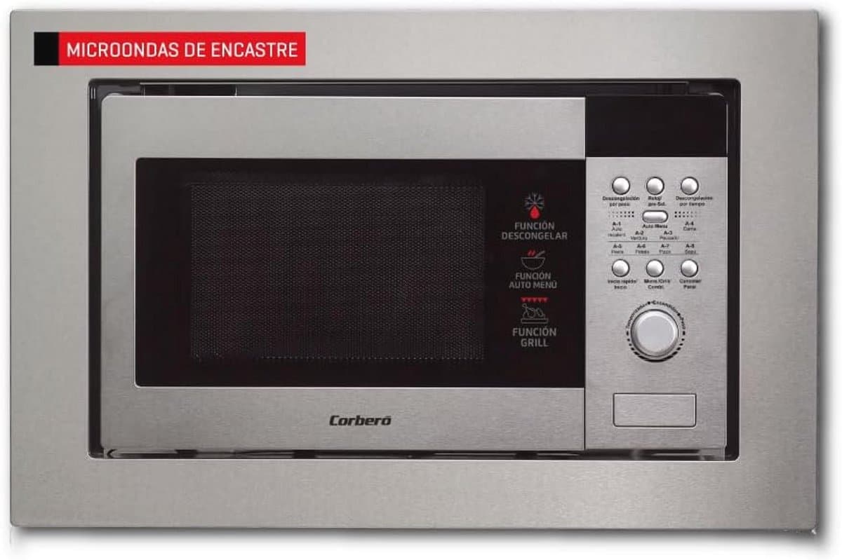 Inbouwmagnetron 20 liter RVS met Grill en Automenu - 800W — afbeelding 1