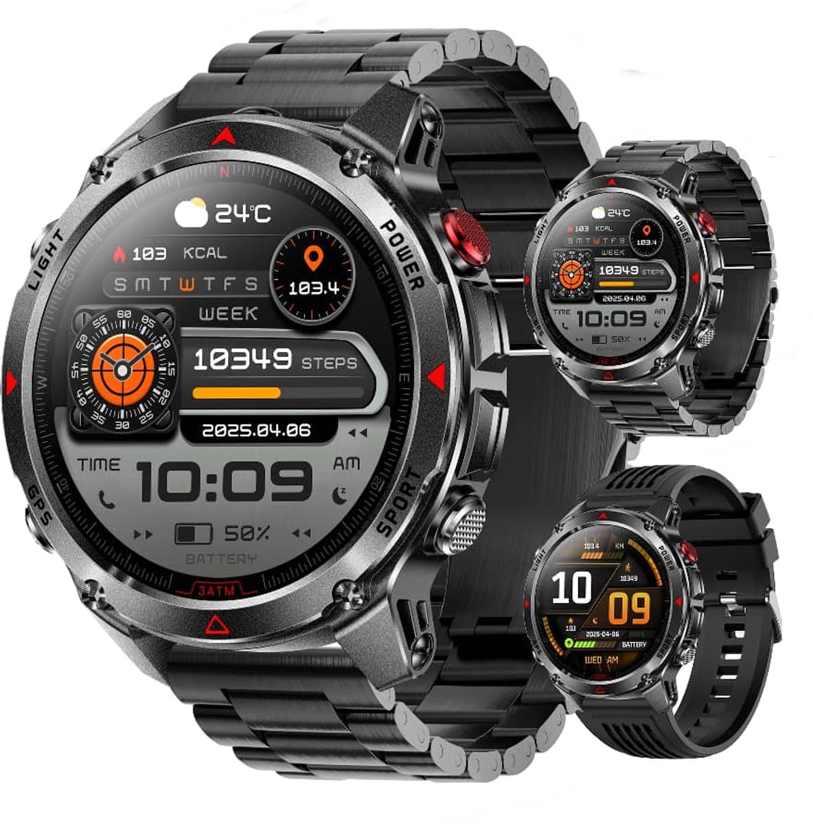 Golden Sound GPS Smartwatch Heren - 1.46'' AMOLED Display - GPS 5 satellieten - 5ATM Waterdicht - 200+ sportmodi - Belfunctie - Barometer - Stappenteller - Bloeddrukmeter - Hartslagmeter - 540 mAh - Dark Grey — afbeelding 1