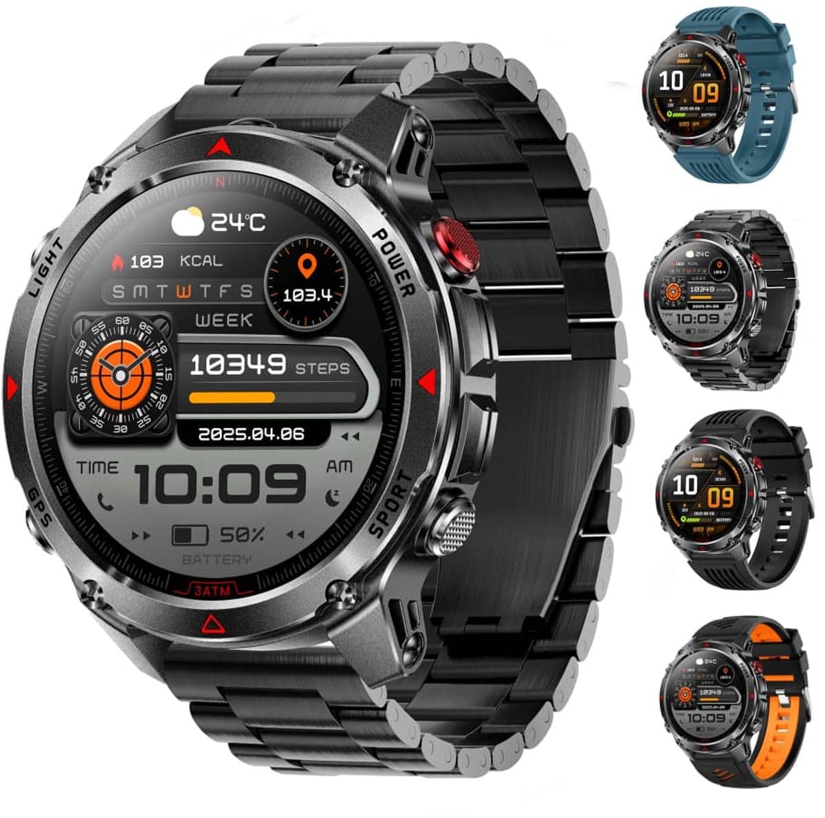 Golden Sound GPS Smartwatch Heren - 1.46'' AMOLED Display - GPS 5 satellieten - 5ATM Waterdicht - 200+ sportmodi - Belfunctie - Barometer - Stappenteller - Bloeddrukmeter - Hartslagmeter - 540 mAh - Dark Grey — afbeelding 1