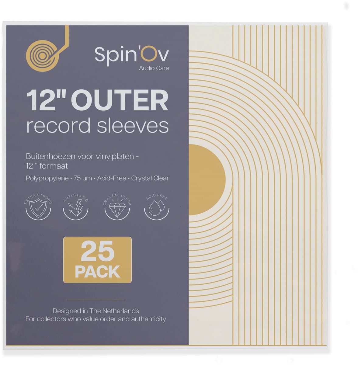 Spin'Ov LP Hoezen 25 Stuks - Transparante Buitenhoezen 75 Micron — afbeelding 1