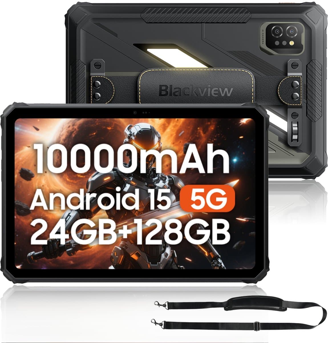 Blackview Active 7 - Tablet - 24GB RAM - 128GB ROM - 10000mAh - 11 inch - Dual 4G SIM - Inbegrepen Draagriem voor Tablet - Octa Core - Android 15 Bluetooth 5.0 - NFC - OTG - Zwart — afbeelding 1