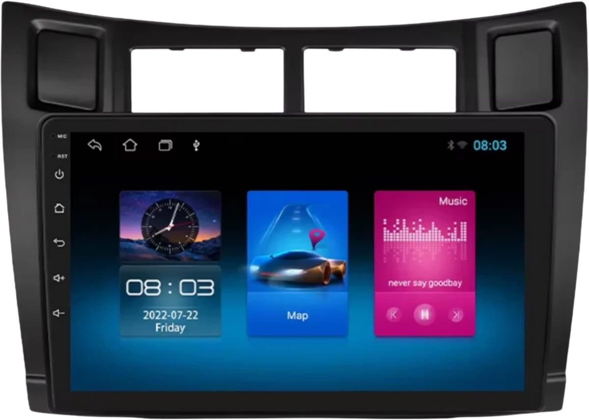 Autoradio met bluetooth - Carplay - Voor Toyota Yaris (2005-2012) - Geschikt voor Apple en Android - Stereo - Navigatie - Navigatiesysteem auto - 1GB 16GB — afbeelding 1