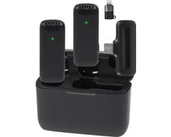 Nuvance - Draadloze Microfoon - 2 Stuks & Oplaadcase - Incl. Adapter - Microfoon Draadloos - Usb C - Lavalier Microfoons