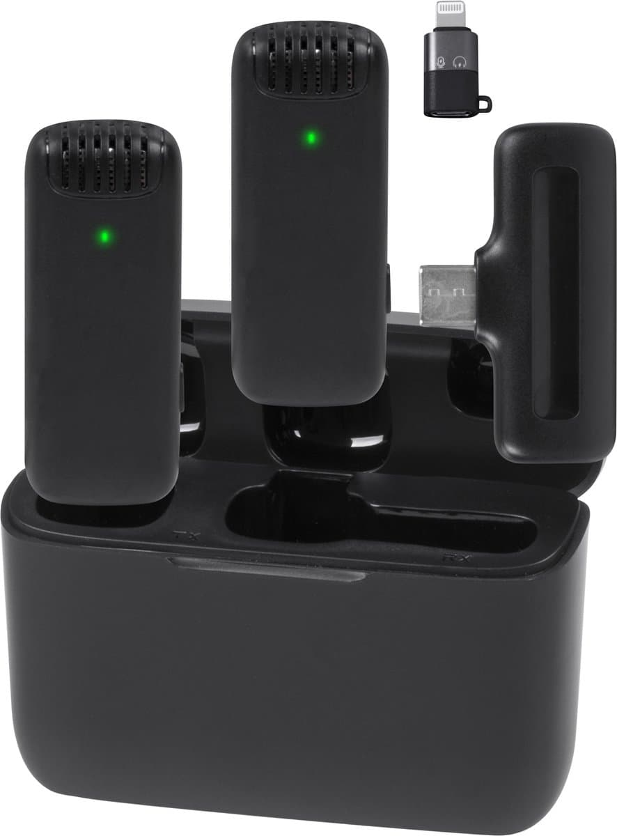 Nuvance - Draadloze Microfoon - 2 Stuks & Oplaadcase - Incl. Adapter - Microfoon Draadloos - Usb C - Lavalier Microfoons — afbeelding 1