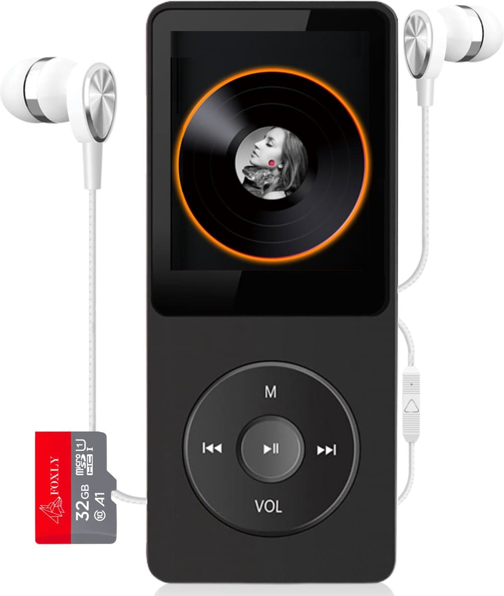 FOXLY® HiFi MP3/MP4 Speler Bluetooth Easy - FM Radio - Voice Recorder - Dictafoon - Oordopjes - 32GB SD kaart — afbeelding 1