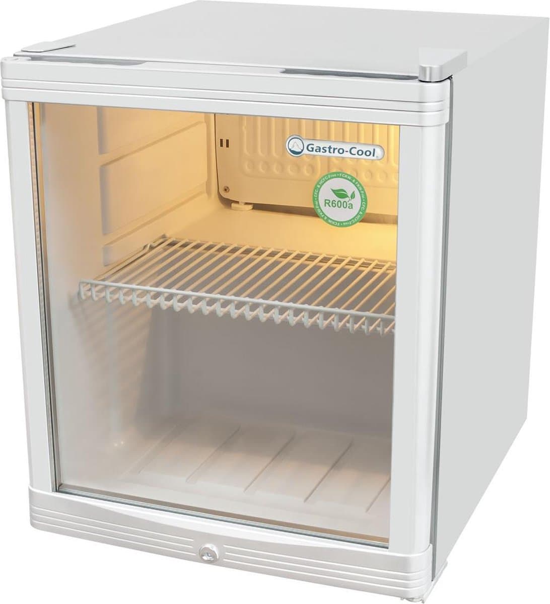 Gastro-Cool KW50 - Mini koelkast met glazen deur 46 Liter - Zilver/Zilver/Wit 203400 — afbeelding 1