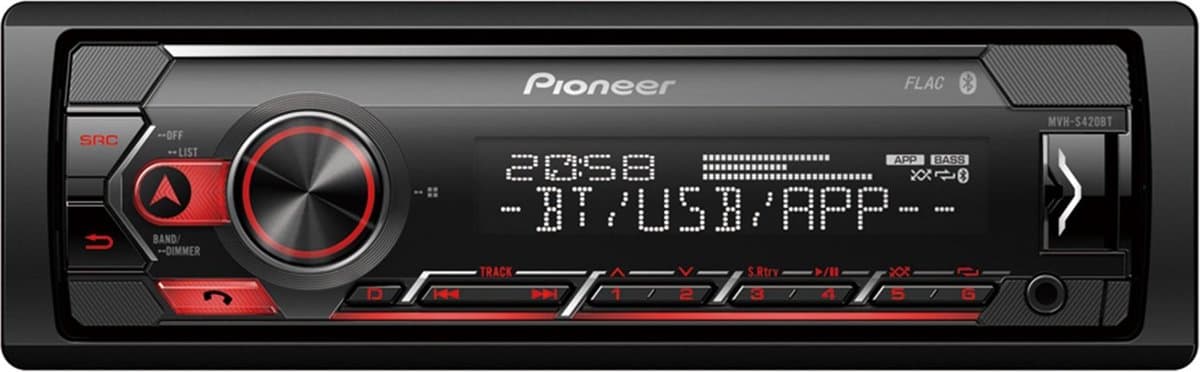 Pioneer MVH-S420BT Autoradio Enkel din Rood-USB-Bluetooth - 4 x 50 W — afbeelding 1