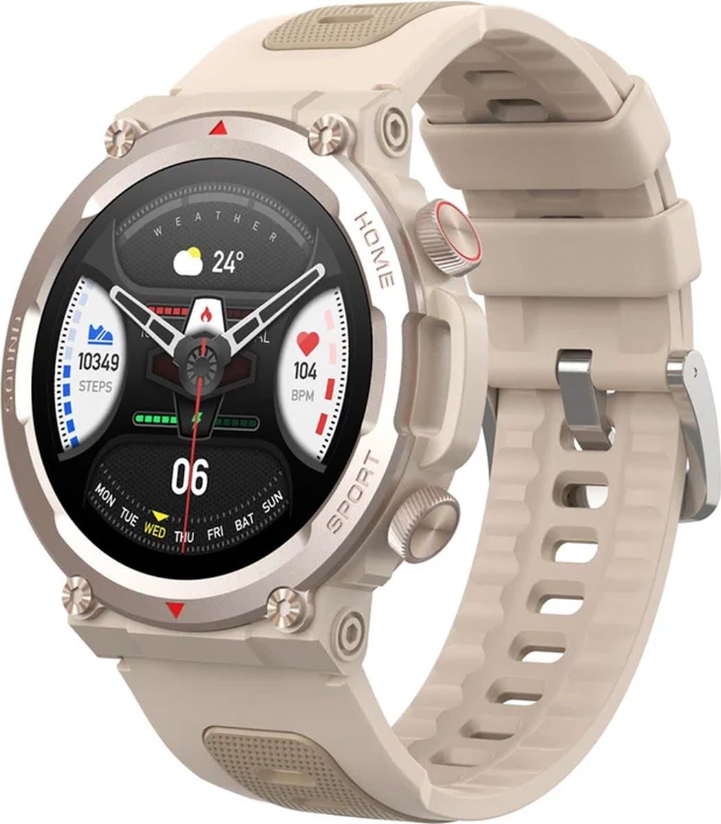 DrPhone PureSport15 - Multifunctionele Smartwatch - Hartslag/Bloedzuurstof/Slaapbewaking - Bluetooth-oproep – Bluetooth 5.2 – IP67 – Beige — afbeelding 1