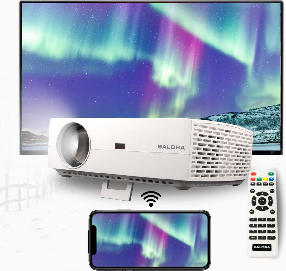 Salora BEAMER6042 - Beamer - Projector - Mini beamer - Full HD - 400 Ansi Lumens - Mirror cast — afbeelding 1