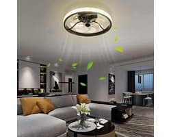 Kristallen LED Ventilator - Smart Lamp - 6 Standen - Dimbaar - Zwart - Crystal Ventilator Lamp - Woonkamerlamp - Moderne lamp