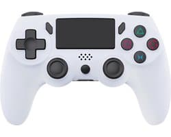 Ntech PS4 Controller Geschikt voor PS4 en PS3 - ps4 game controller Draadloos P47 - Wit - Audio Jack Input - Touch Sensor - Dual Trilmotoren Draadloze Controller