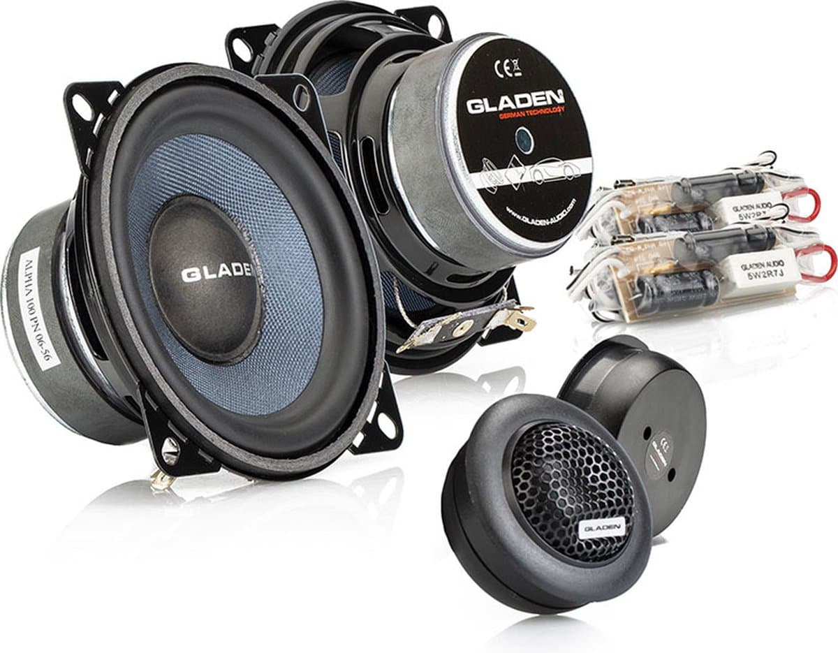 Gladen Audio Alpha 100-G2 - Autospeaker - 10cm composet - 2 weg luidsprekers - 100mm - 95 Watt — afbeelding 1