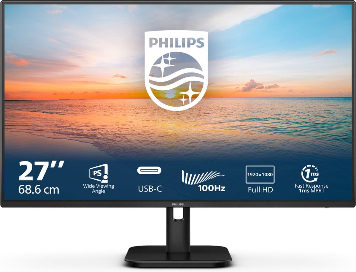 Philips 1000 series 27E1N1300A - Full HD IPS Monitor - USB-C 65w - 100hz - Speakers - 27 inch — afbeelding 1