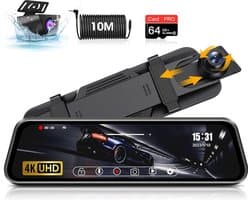 Achteruitkijkspiegel Dashcam met IPS Touchscreen en Achteruitrijcamera - HD Beeldkwaliteit - Loopopname - Autocamera met Nachtzicht - Dashcam voor Auto met Achteruitkijkspiegel - Veiligheid en Gemak Op de Weg