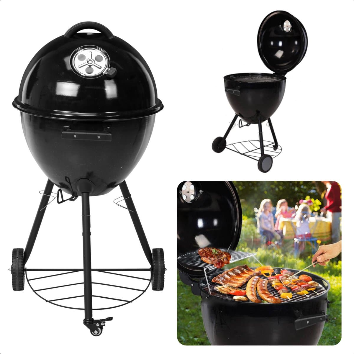 Luxe Houtskool BBQ - Houtskoolbarbecue - Barbecue - 48cm - Grill-oppervlak 44.5cm - Voorraadrek - Verrijdbaar - Ventilatierooster - Hoogte 93cm - Gewicht 8.4kg - Inclusief EBOOK — afbeelding 1