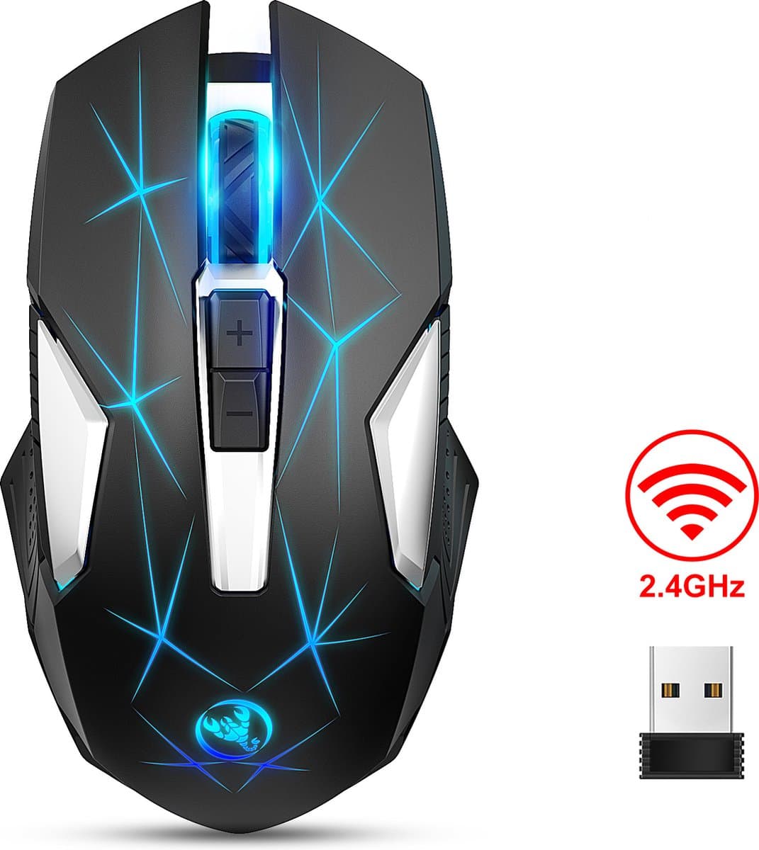 HXSJ T300 2.4G Draadloze Gaming Muis - Computermuizen - Ultra licht - Compact Voor Onderweg - RGB Verlichting - Zwart — afbeelding 1
