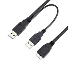 Dual USB A naar Micro USB 3.0 Y-Kabel met Extra Stroomvoorziening