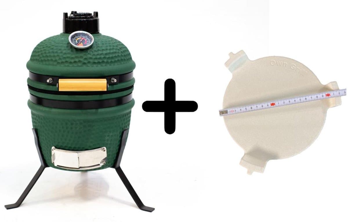 Compleet - Own Grill 13 inch kamado barbecue V2 groen met heatdeflector — afbeelding 1