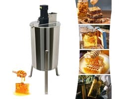 Sensova - Elektrische Honingextractor 4 Ramen - Honingslinger RVS Bijenteelt Honingtrekker met Verticale Motor 140W 220V, 370 RPM, Vloerstaand Model met Transparant Deksel - Professionele Bijen Honing Extractor voor Imkers
