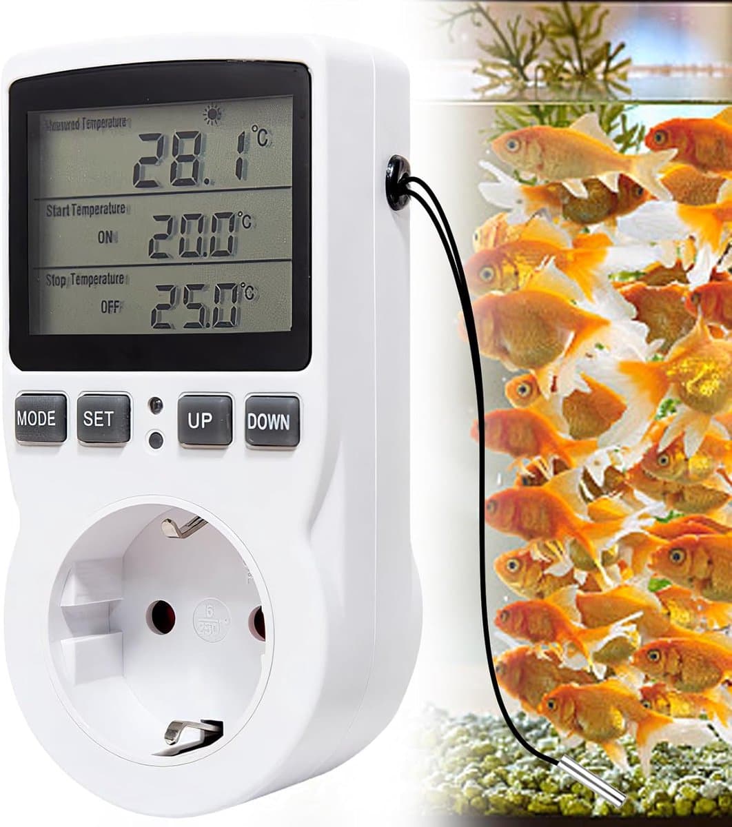 230V Digitale Thermostaat Socket met Sensor voor Verwarming en Koeling — afbeelding 1