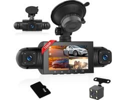 Dashcam met 4 Kanalen 1080P en 720P, 3 Inch IPS Scherm, Nachtzicht en Parkeerbewaking