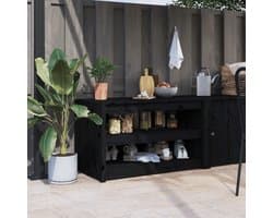 Buitenkeuken Kast - Tuin Keukenmeubel - Buiten Koken - Massief Hout - 106x55x64cm - Zwart