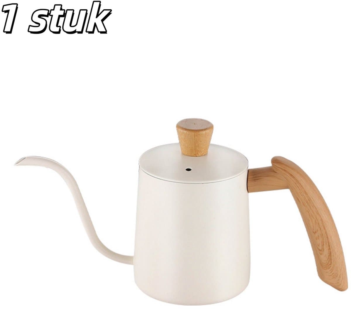 1 stuk - Koffiezetapparaat - Roestvrij staal - Filterkoffiezetapparaat - Gegradueerd - Smalle tuit - Koffieapparatuur - Klein filterkoffiezetapparaat - Geschikt voor het zetten van koffie - 350 ml - Wit — afbeelding 1