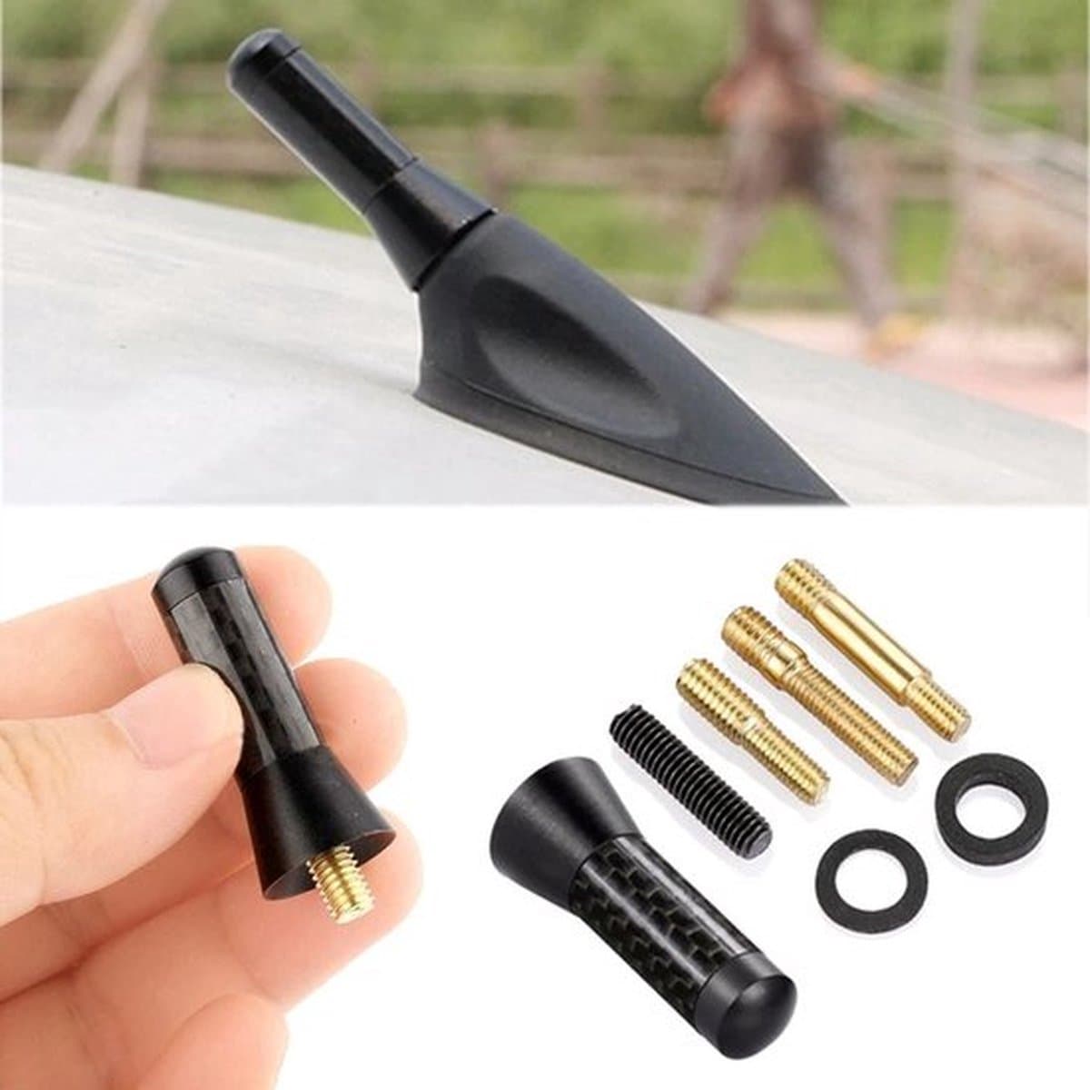Antenne - Auto antenne - Carbon fiber antenne - Korte antenne universeel -Zwart — afbeelding 1