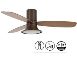 Plafondventilator Airfusion Flusso Bruin 18W Led Ø 132cm Incl. Afstandsbediening