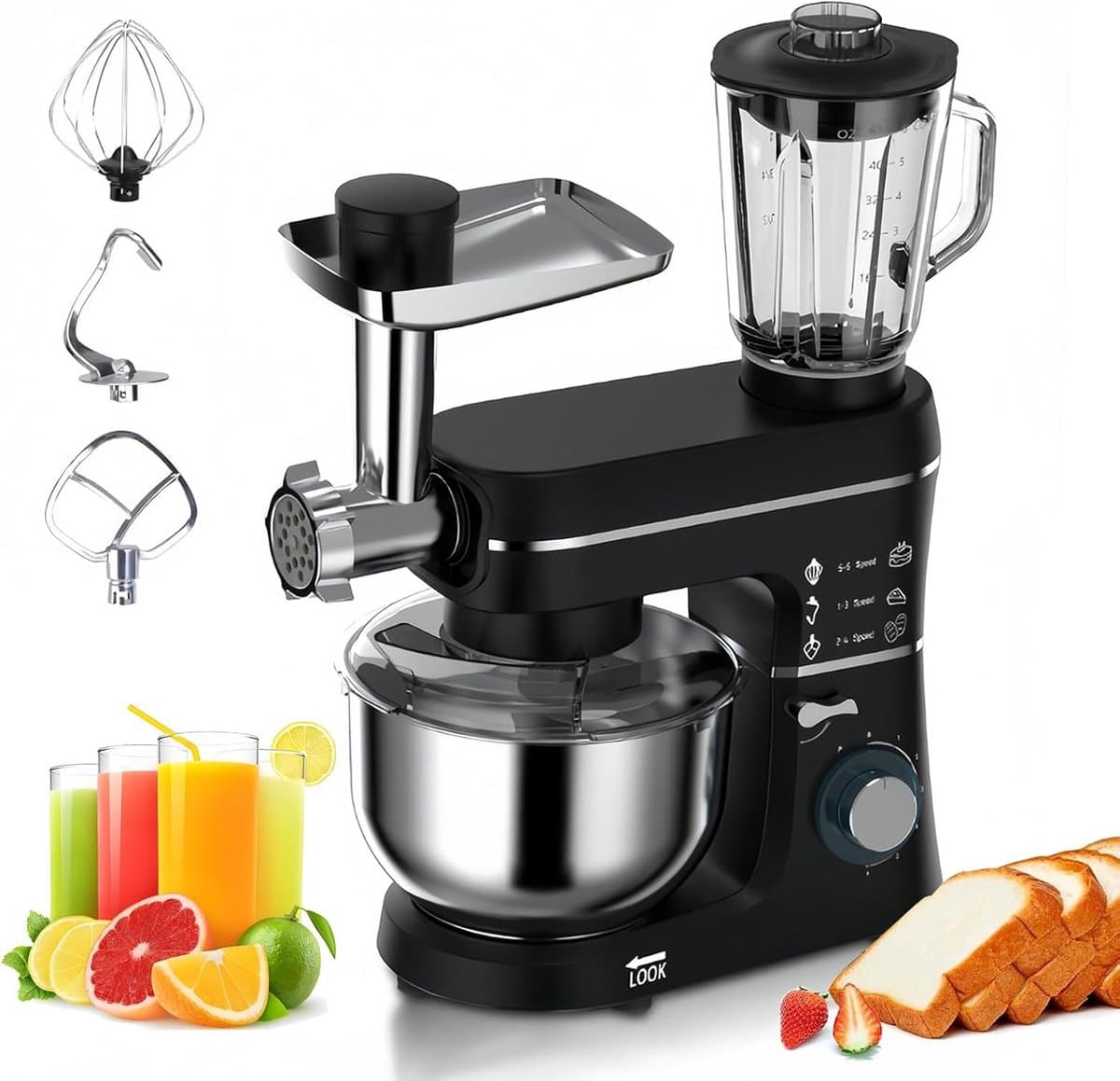 Keukenmachine - Keukenmixer - Bakken en Koken - 5-in-1 Functies - 10L Kom - Zwart — afbeelding 1