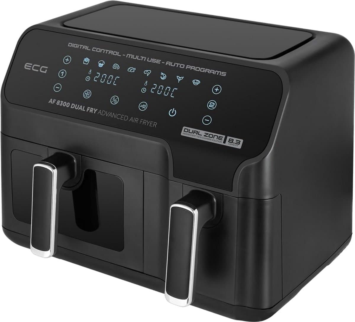 Dubbele Heteluchtfriteuse - Airfryer Oven - Gezond Koken - Twee Gaarkamers - 83 Liter - Zwart — afbeelding 1