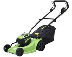 Elektrische grasmaaier - Draadloze maaier - Gazon onderhoud - Dubbele accu lader - 37 cm snijbreedte - Zwart groen