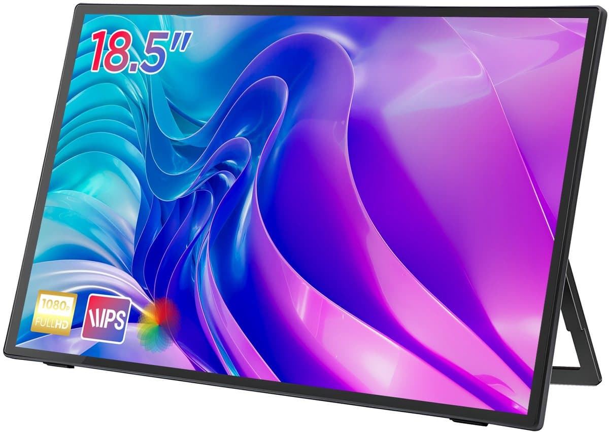 18.5" Draagbare Monitor – 1080P IPS, 100Hz, Dual USB-C, HDMI, Plug & Play – Ultra Slim 1,12kg – Voor Laptop, Telefoon, Gaming — afbeelding 1