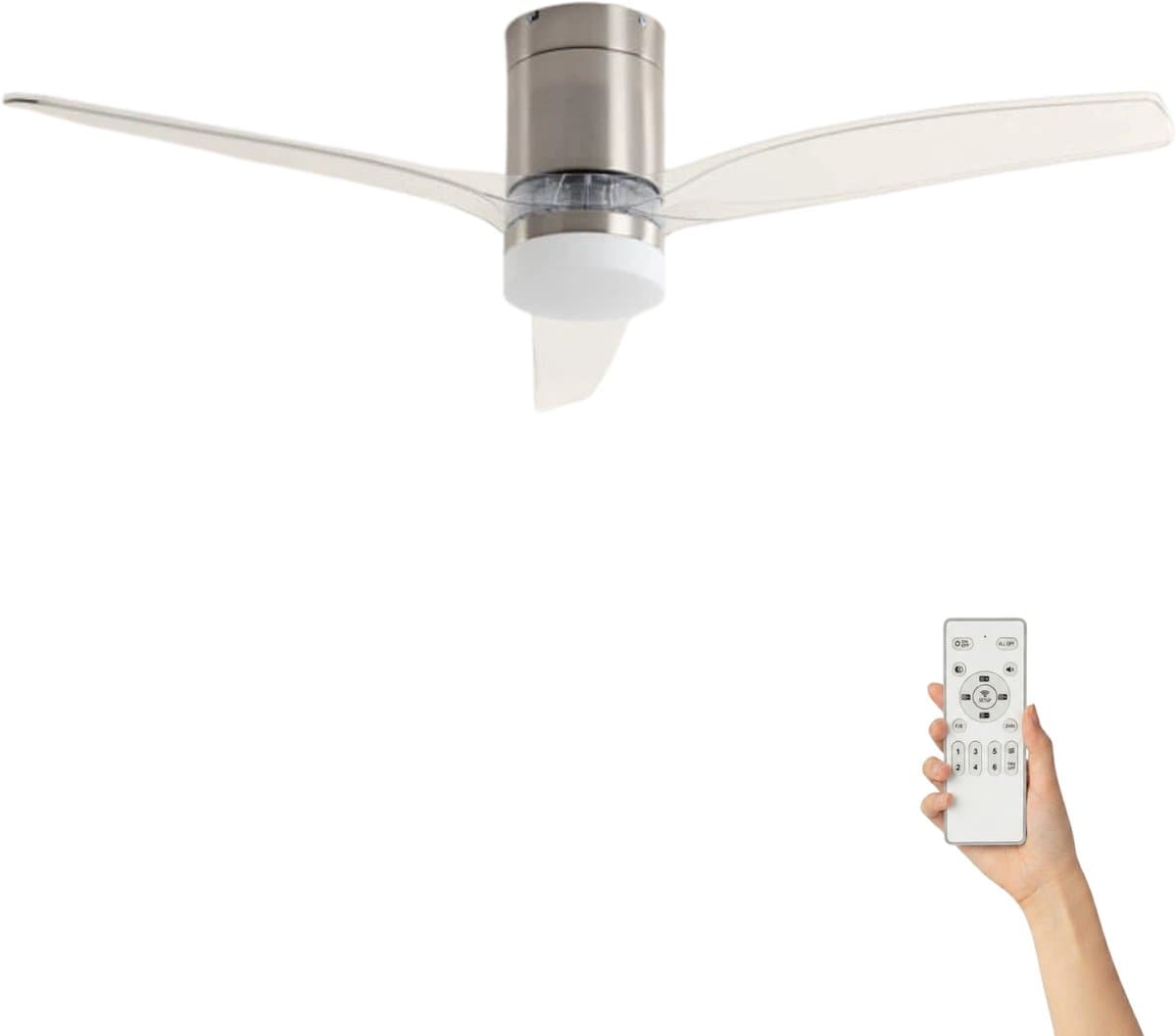 Fantiluxe - Filip - Plafondventilator met verlichting - Zilver - Ø132cm - Afstandsbediening - Met lamp - Plafond ventilator - Slaapkamer — afbeelding 1
