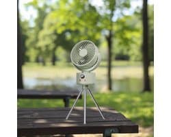 KZQ USB-Bureauventilator met 1200mAh Accu – 3 Standen, Stil (<25dB), 140° Kantelbaar, 120° Oscillerend, Incl. Standaard – Groen