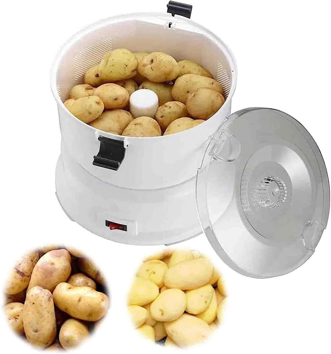 Elektrische Aardappelschiller - Automatische Groenteschiller - Snel Salade Bereiden - Eén Druk Op De Knop - 1 kg Capaciteit - Wit — afbeelding 1