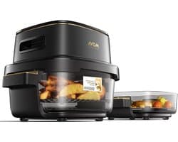 Airfryer Glazen Bowl - Luchtfriteuse - Gezond Bakken - Volledig Transparant - 6.5 Liter - Zwart